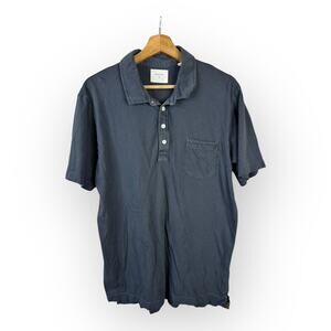 Billy Reid Mens size XL Short Sleeve Polo Shirt Blue Cotton Pocket